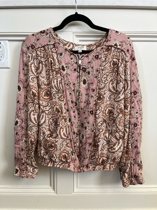 Umgee Tops - UMGEE Pink Paisley Zip-Front Bomber Jacket, S